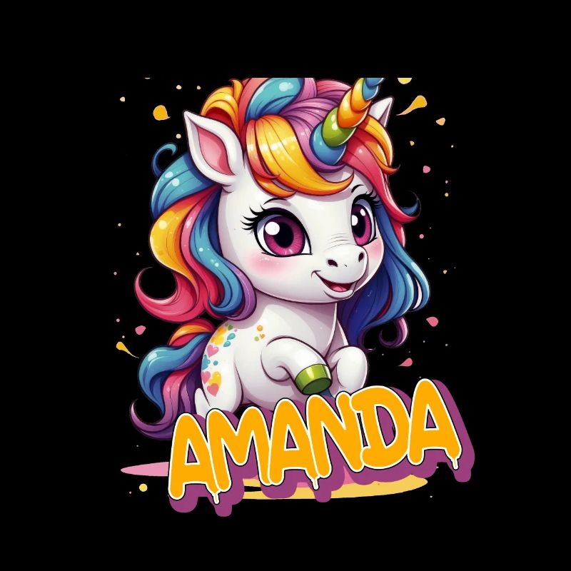 AMANDA - Schöner Mädchen Name mit süßem Einhorn