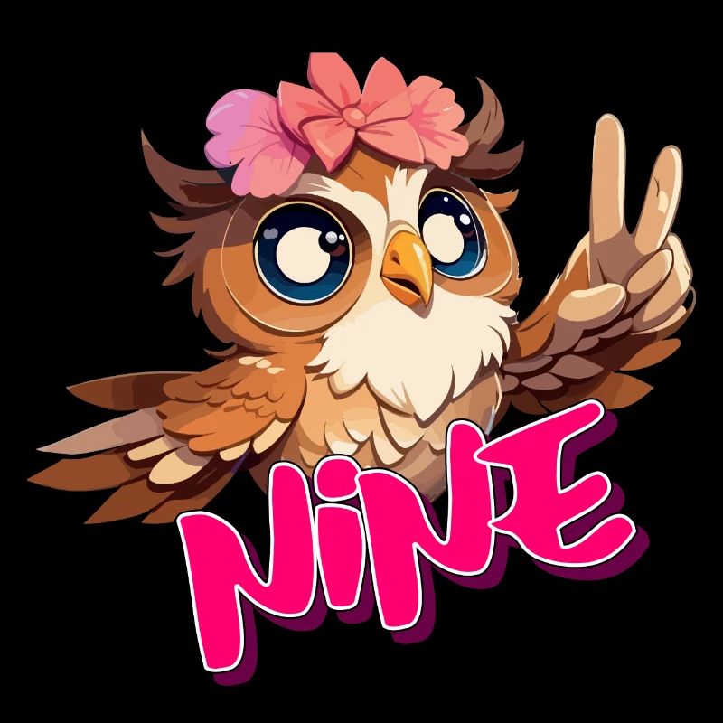 NINE - Schöner Mädchen Name mit süßer EULE