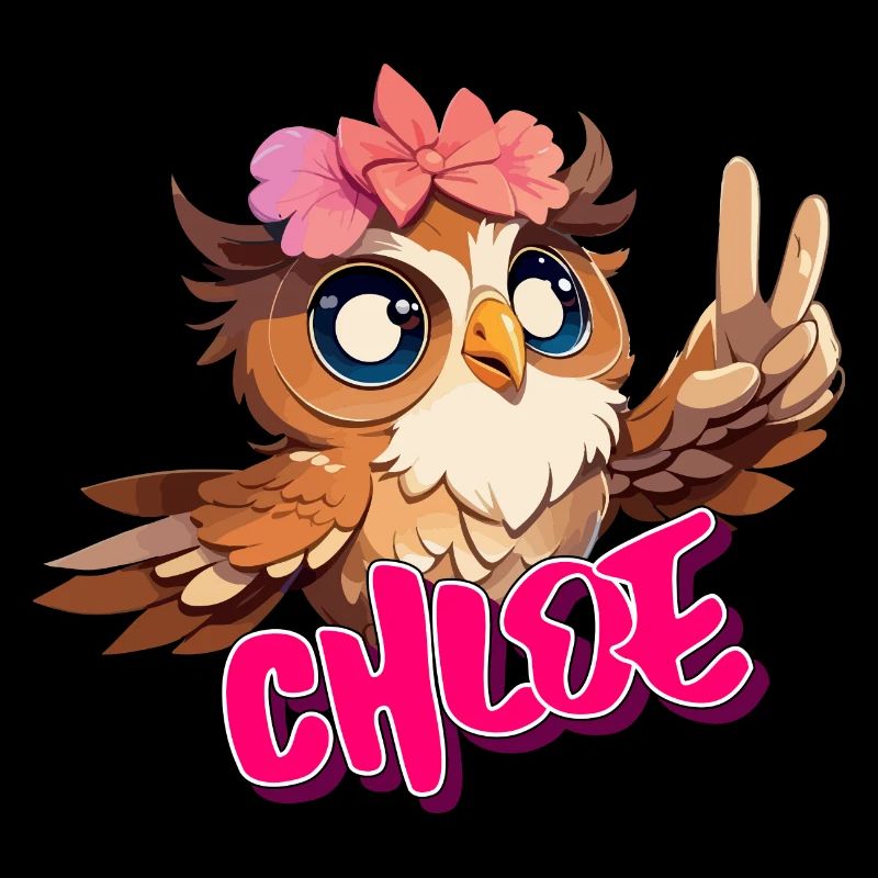 CHLOE - Beau nom de fille avec un hibou mignon