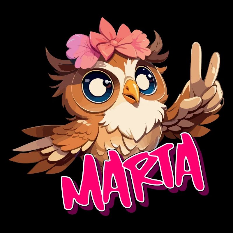 MARTA - Schöner Mädchen Name mit süßer EULE