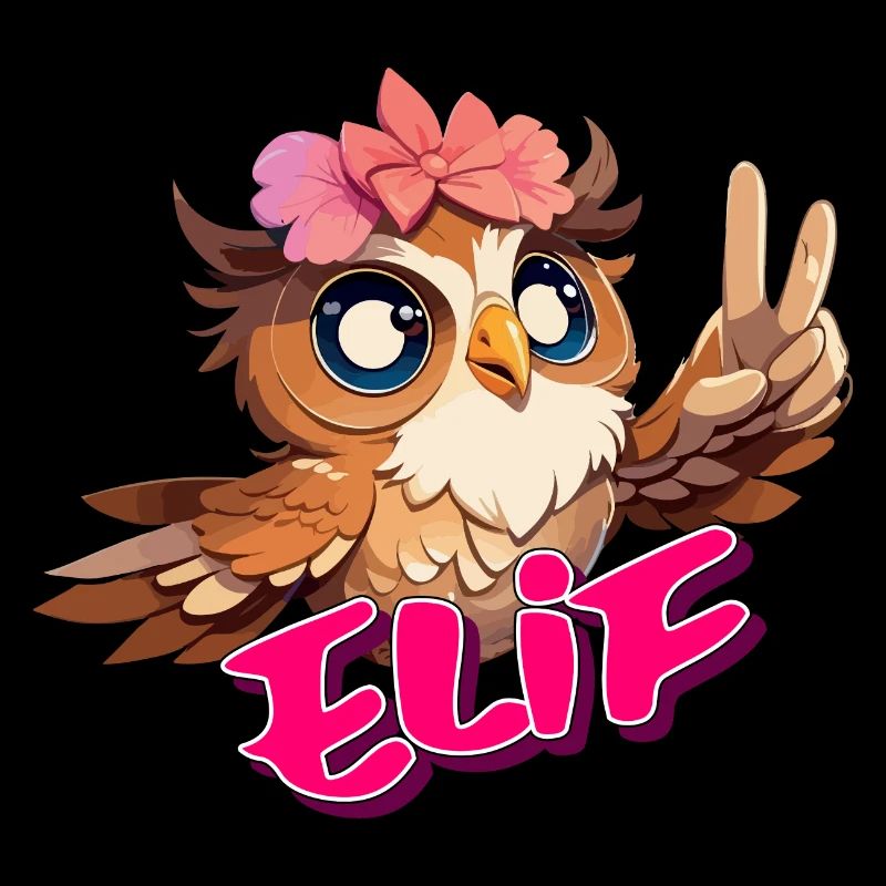 ELIF - Schöner Mädchen Name mit süßer EULE