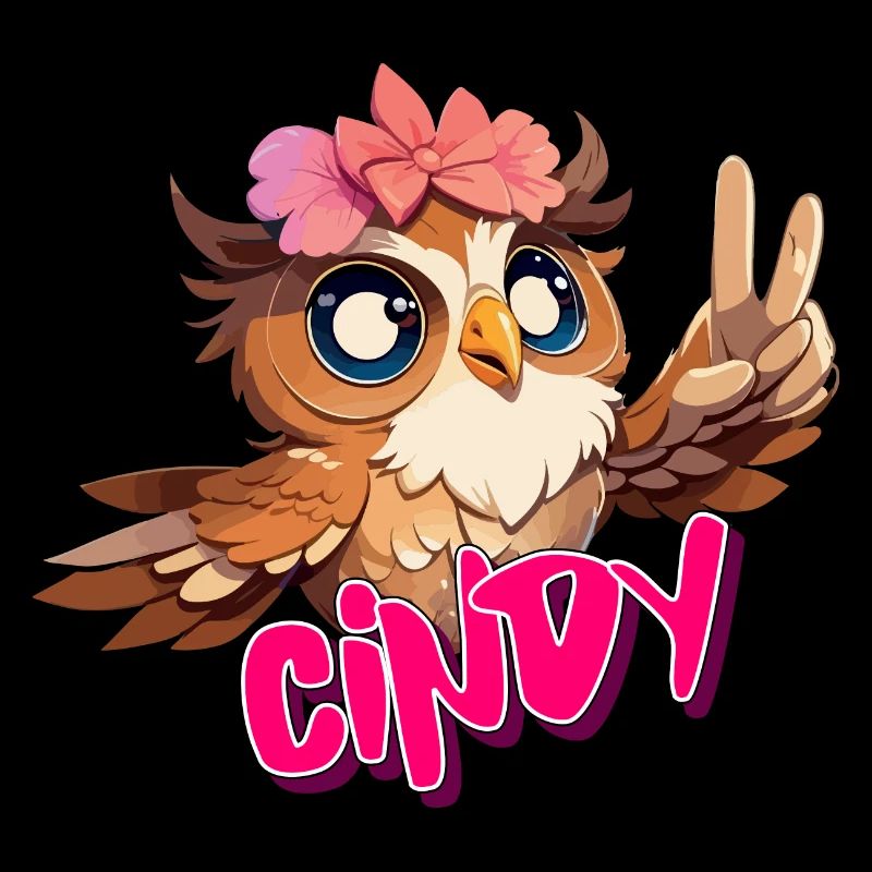 CINDY - Schöner Mädchen Name mit süßer EULE