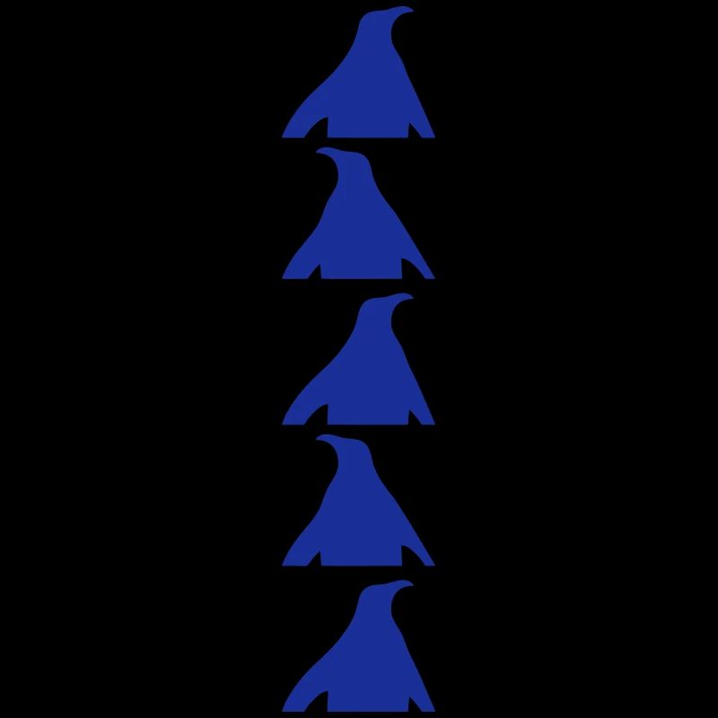 5 Silhouettes de pingouins bleus Amis Équipe Rangée