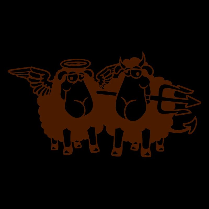 2 Sheep Angel Devil Satan Hell Evil Heaven Good