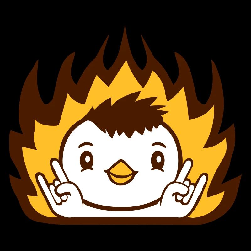 Heavy Metal Duck Bird Chick Fire Rock Hand Gesture