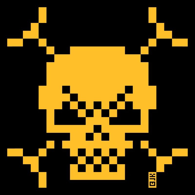 Pixel Skull Petit Pixel Art Jolly Roger Blanc