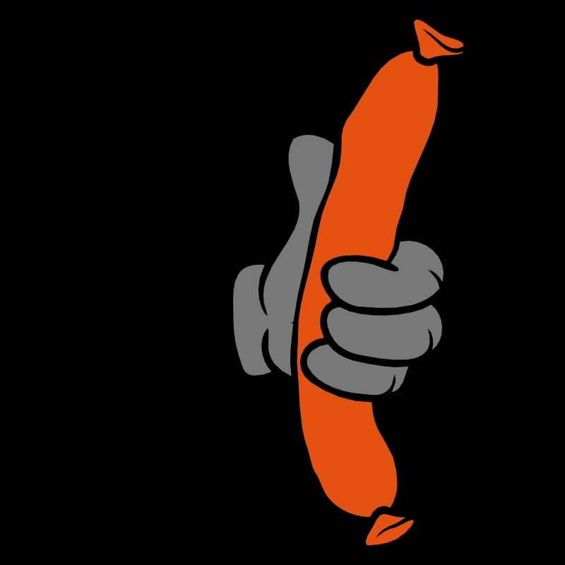 Comic Hand hält Wurst