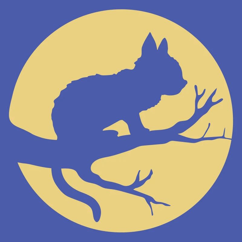 Tree Moon Black Cat