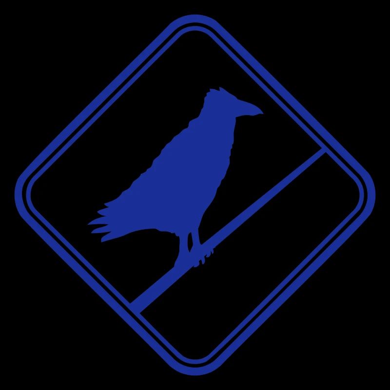 Raven Sitting Caution Cable Sign Note