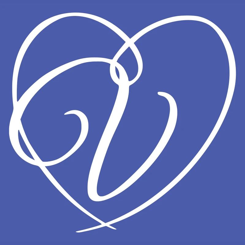 Letter V Calligraphy Heart