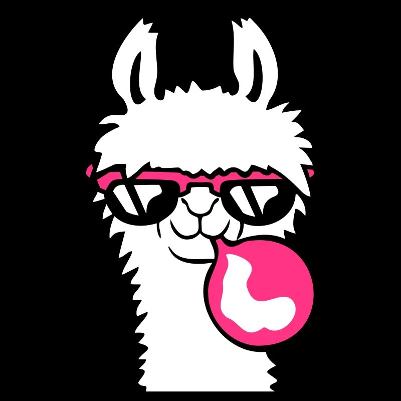 Llama chewing gum bubble bubble blowing alpaca