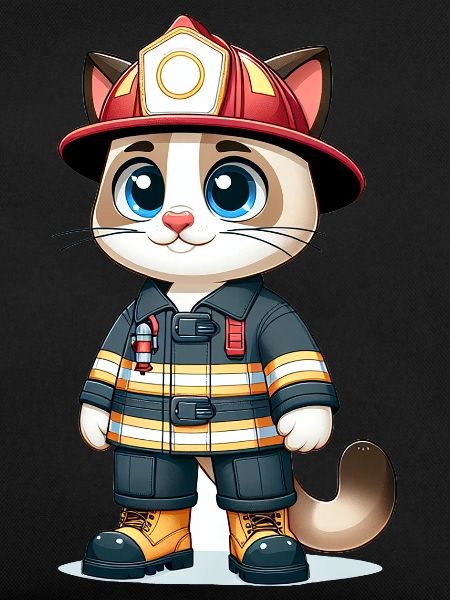 Chat mignon pompier