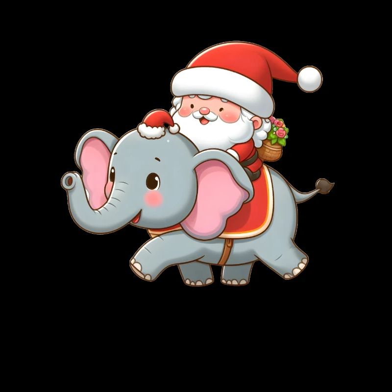 Père Noël mignon sur éléphant