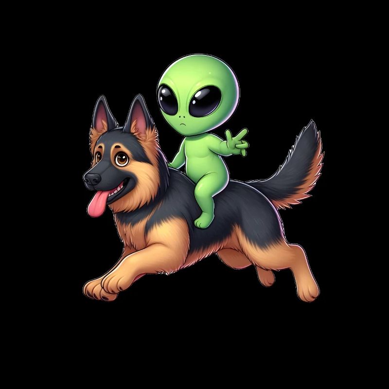 Alien on German Shepherd