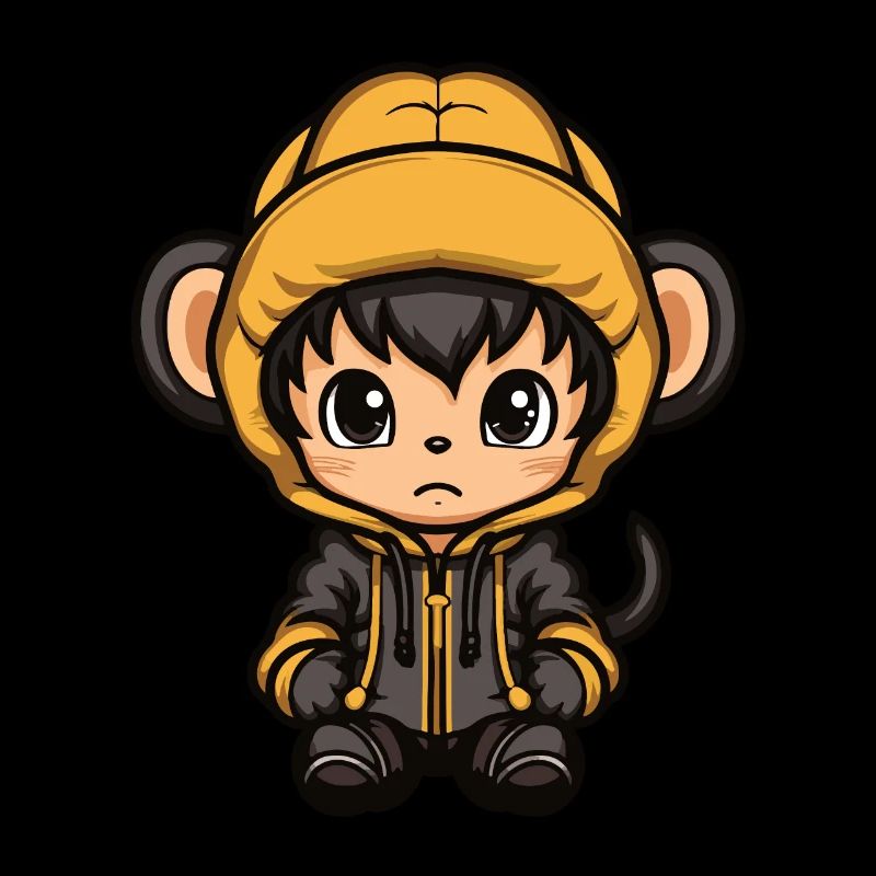 Monkey Winter Comic Cute