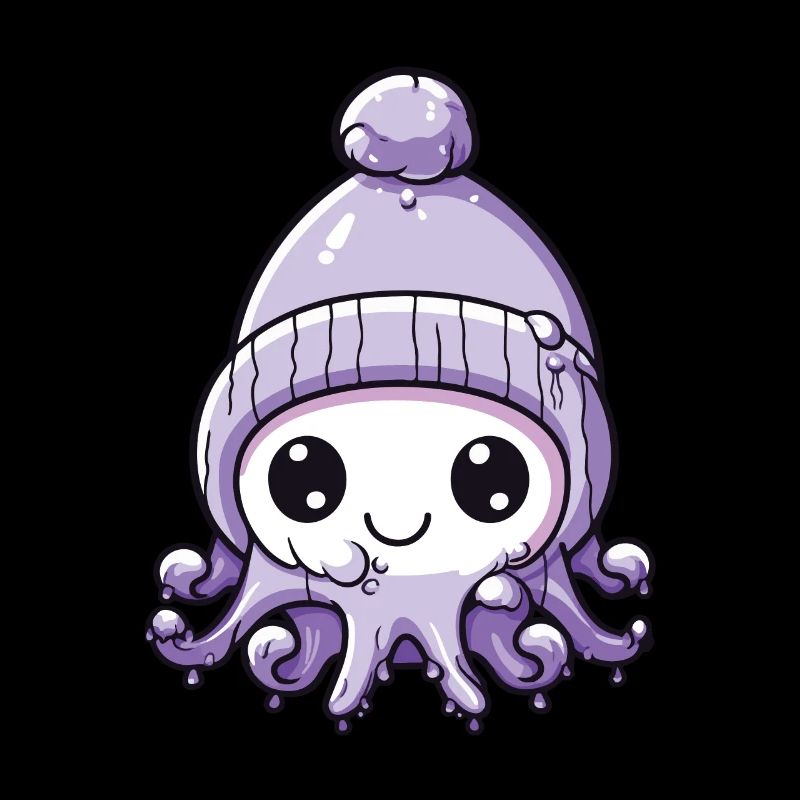 Oktopus Winter Tier Niedlich Comic