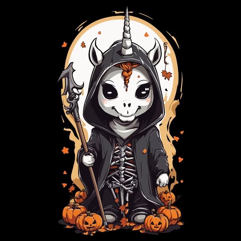 Magisches Halloween Einhorn Zauberer Gothic Stil
