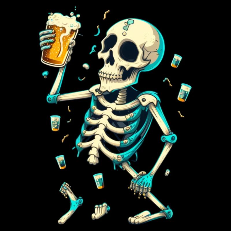 Funny skeleton with beer
