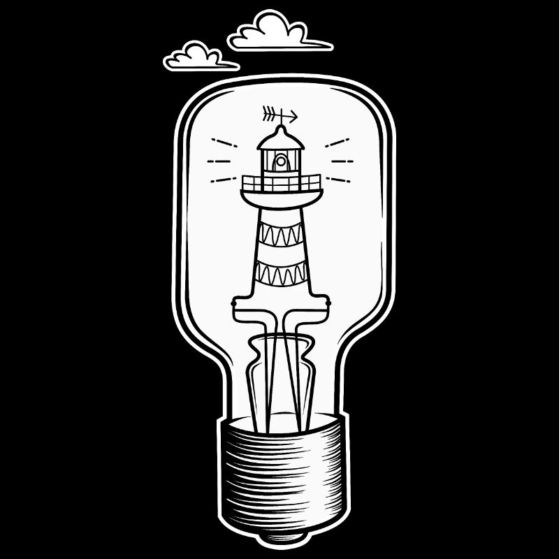 Leuchtturm mit Wölkchen, Urlaub am Strand, am Meer