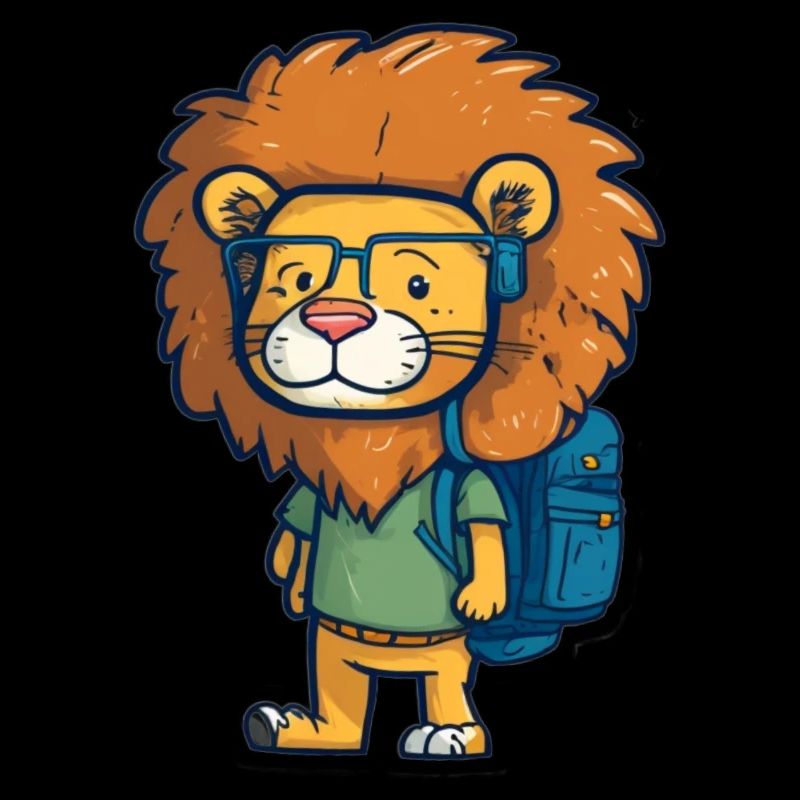 Süßer Löwe mit Schulrucksack Einschulung Schule