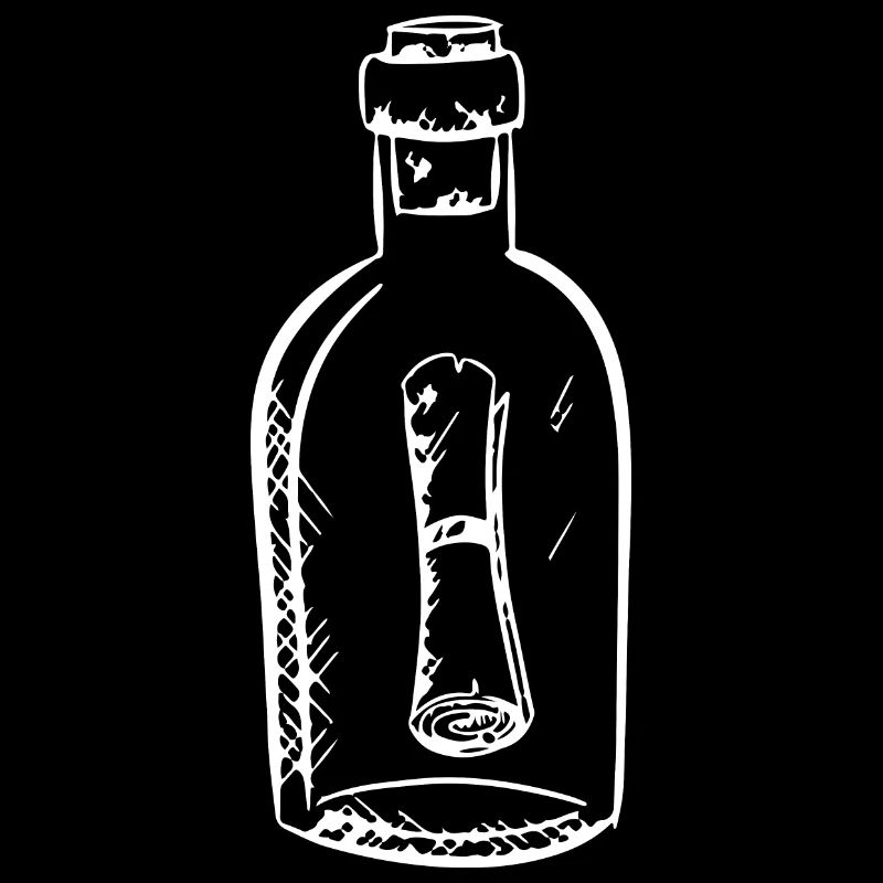 Message dans une bouteille dessinée à la main