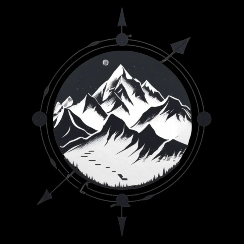 Compass with mountains for hiking