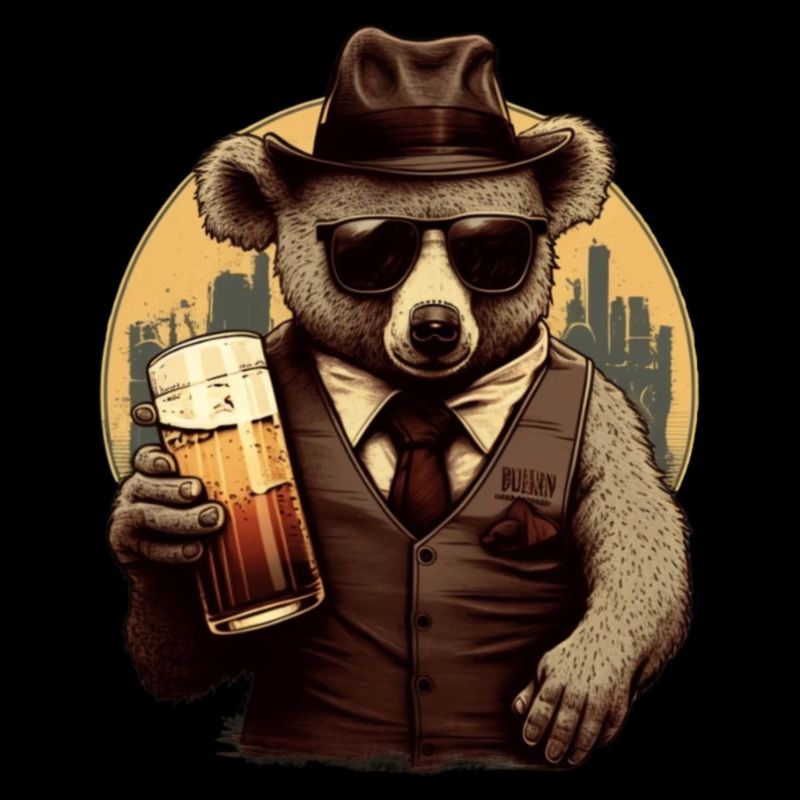 Cooler Koala mit Sonnenbrille, Bier und Hut