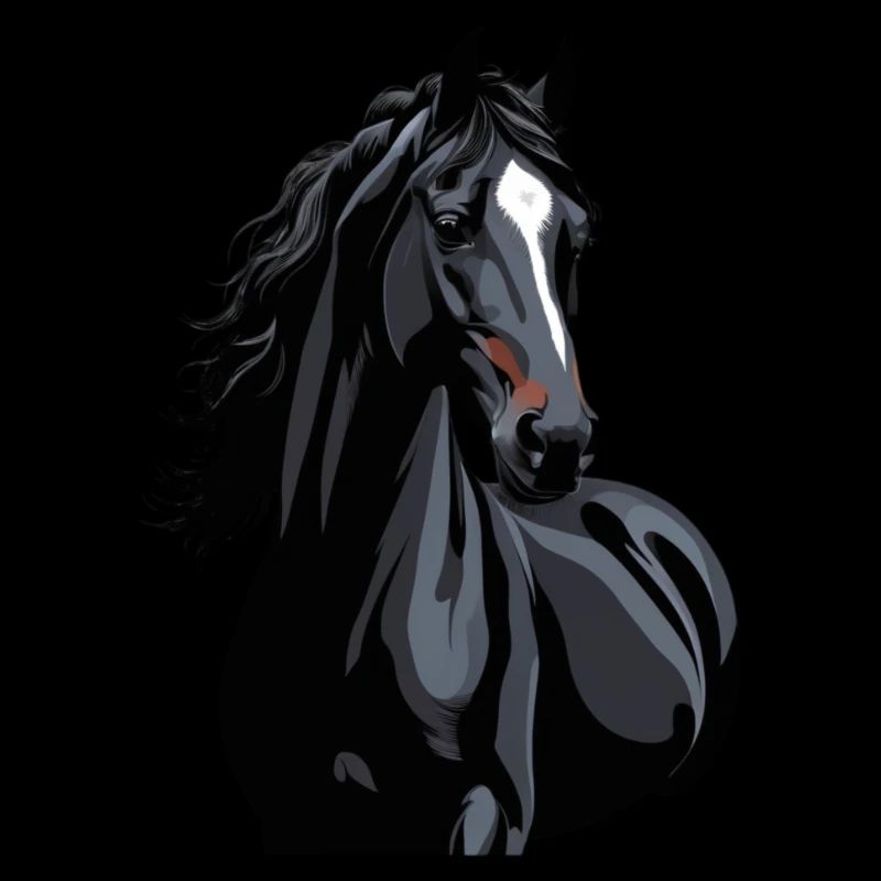 silhouette de cheval noir