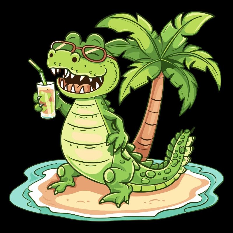 Alligator Sommer Strand Comic