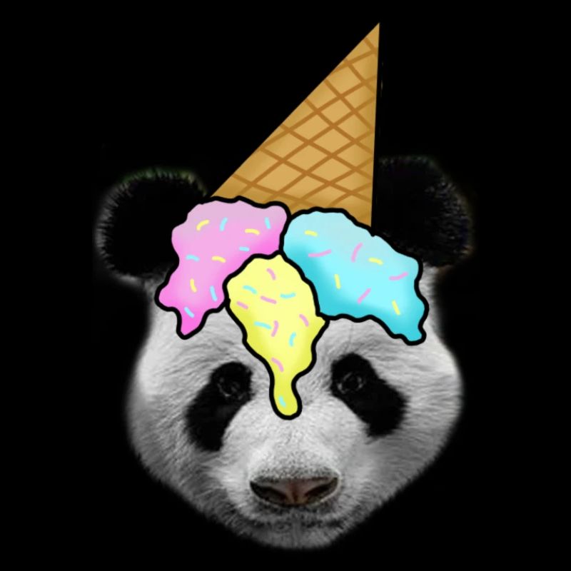 Panda mit Eiscreme als Hut
