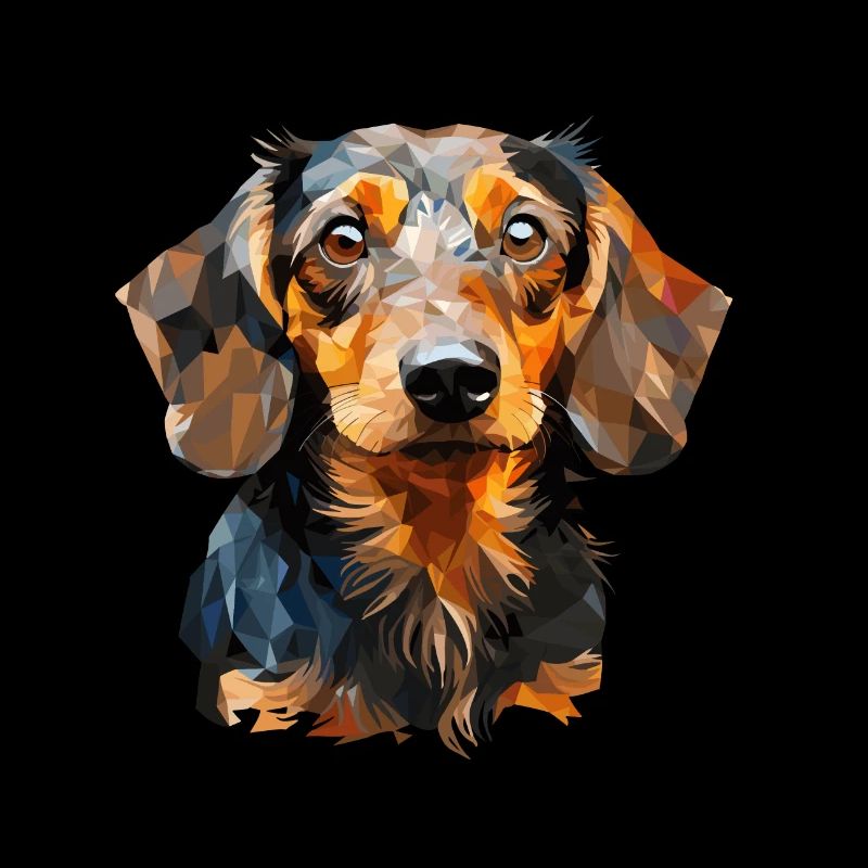 Teckel à poil dur dans la conception polygonale