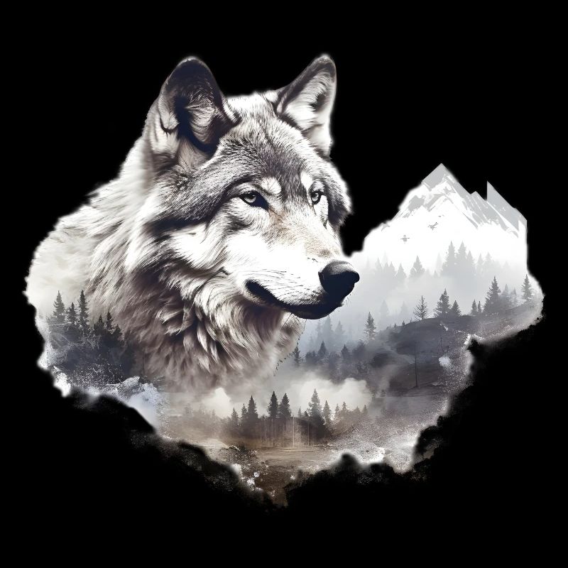 Wolf mit Bergen