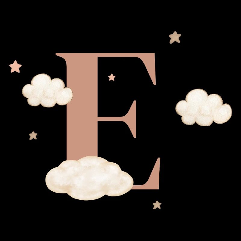 Letter e clouds stars