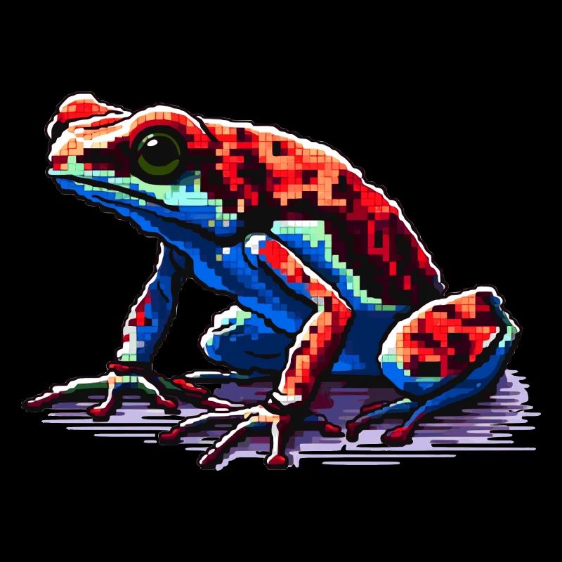 Grenouille dendrobate empoisonnée colorée en aspect pixel 8 bits