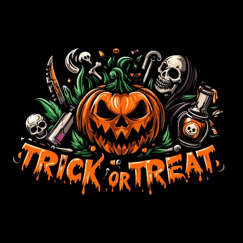 Süßes oder Saures Halloween Kürbis Horror Gesicht