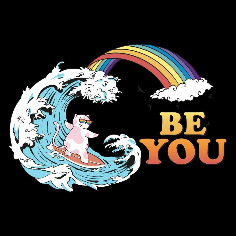 Surf de chat aux couleurs trans LGBT dans le