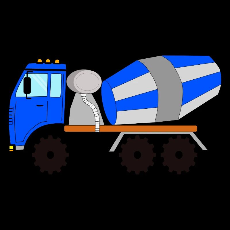 Blue-gray concrete mixer, construction site vehicle