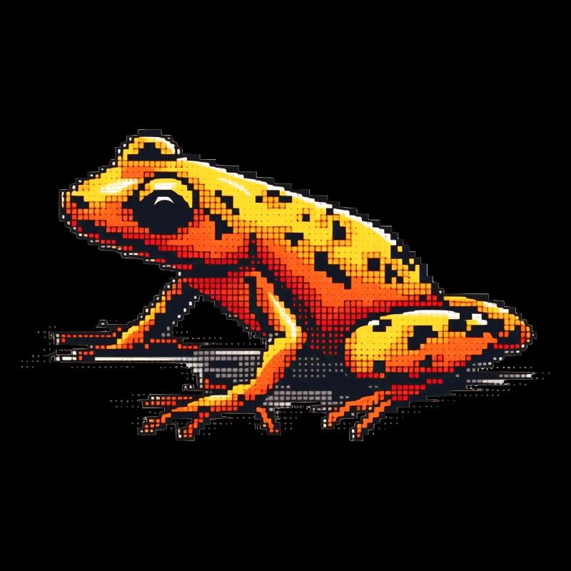 Poison dart frog in old retro 8 bit pixel graphics