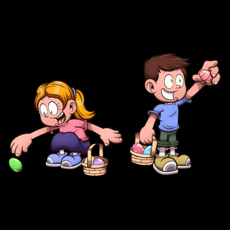 Kids Doing An Easter Egg Hunt