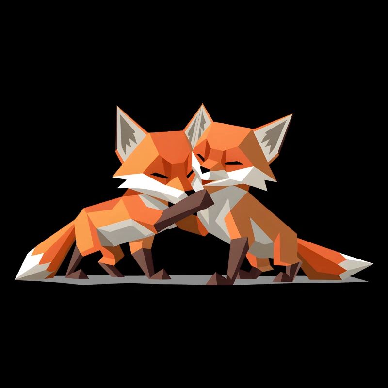 Low-poly Fox Cubs