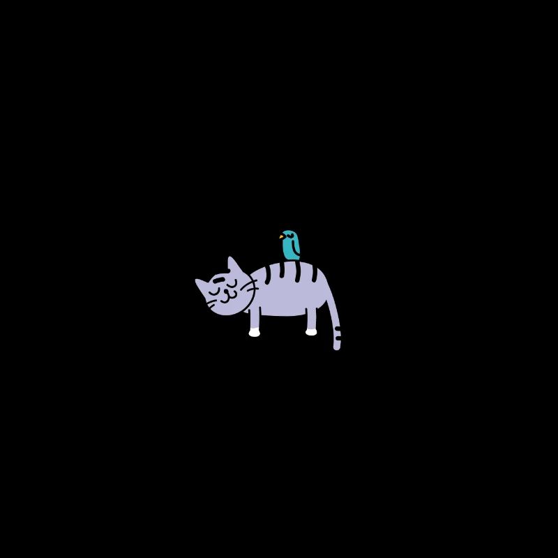 Schlafende Katze mit Vogel