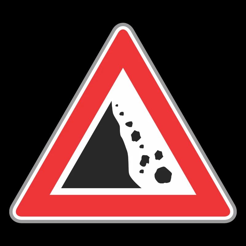 Road sign Stone fall