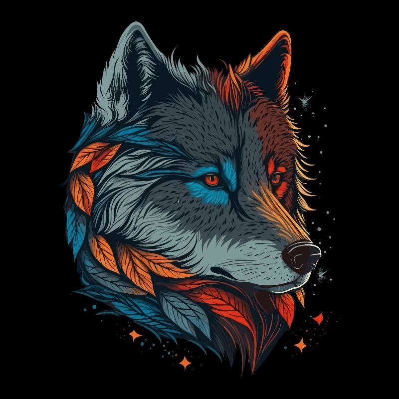 Cooles digitales Gemälde eines Wolfes