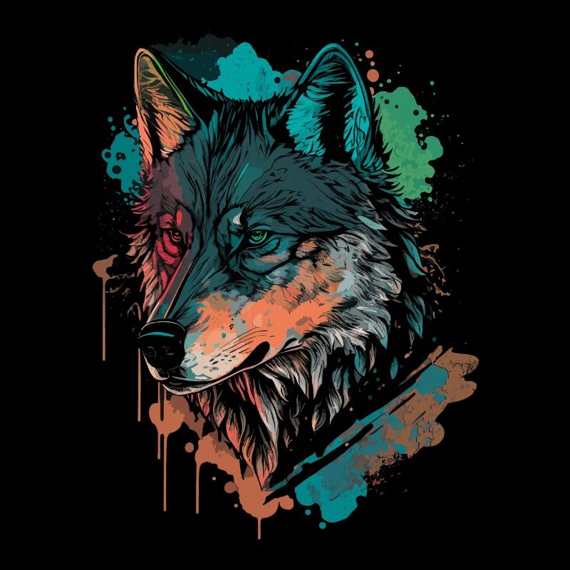 Cooles digitales Gemälde eines Wolfes