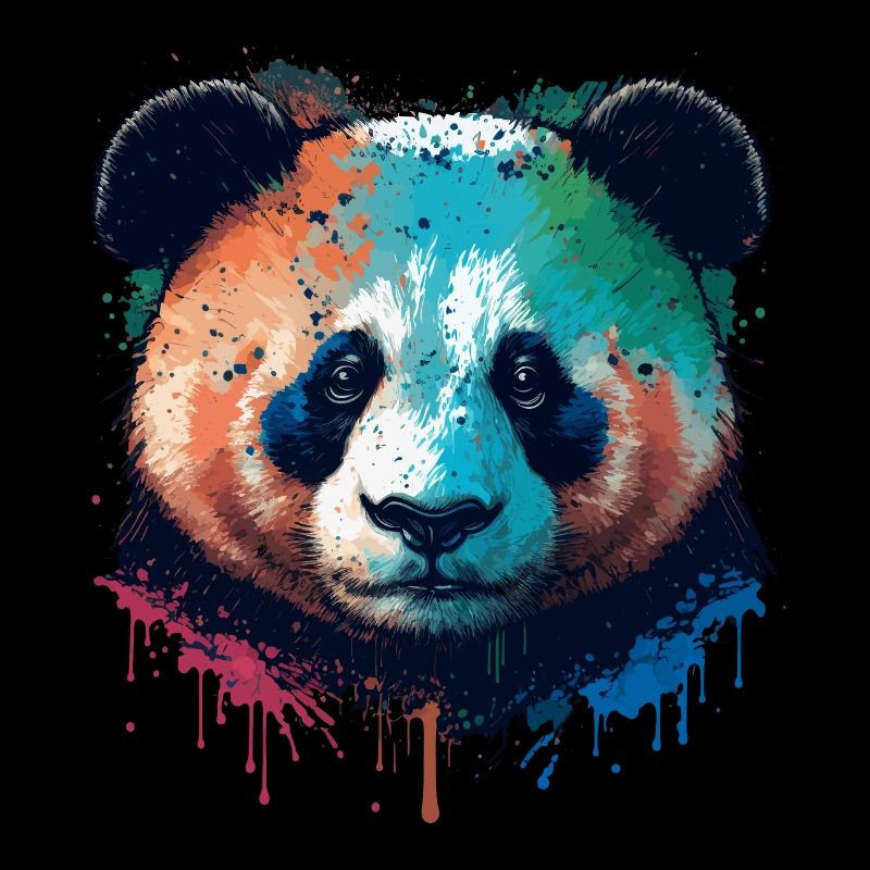Colerful Panda Bear Head