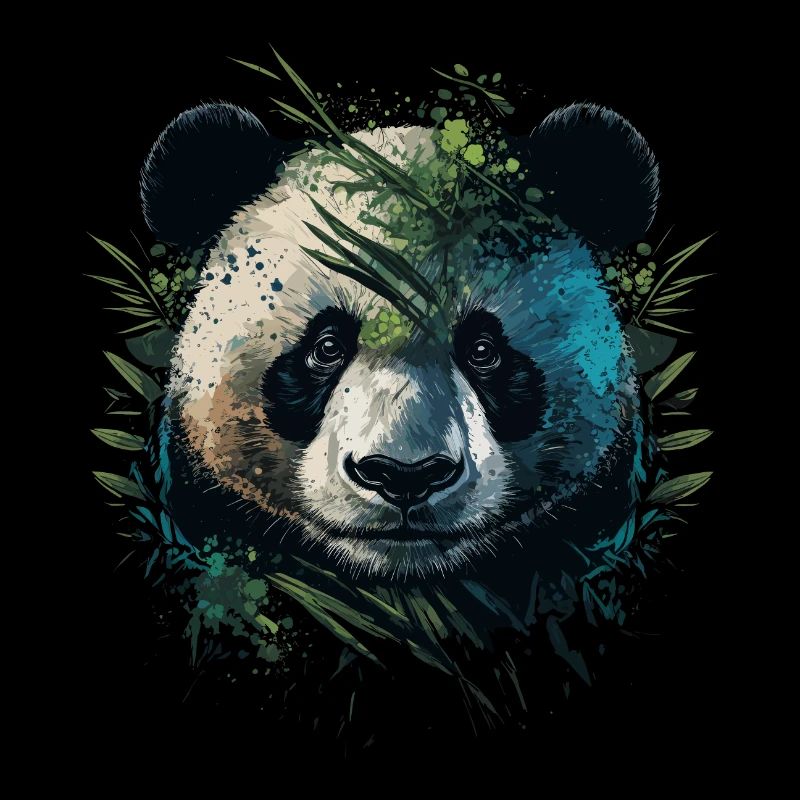 Panda hiding behinde leaths