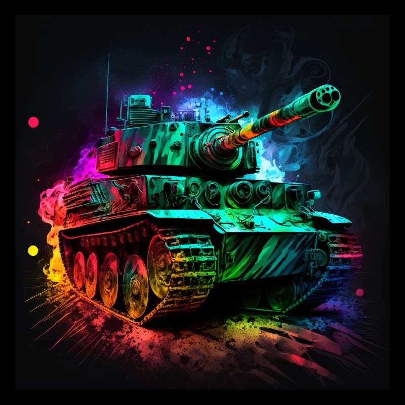 Kampfpanzer im Neonlicht, stark und robust