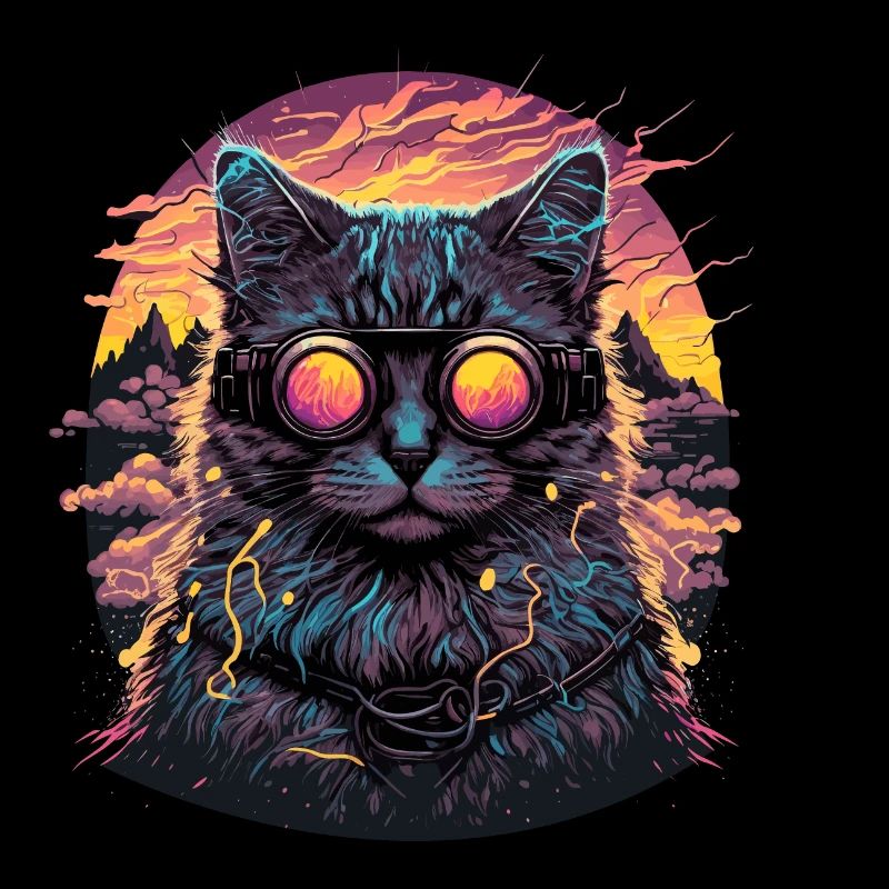 Illustration de chat Vaporwave