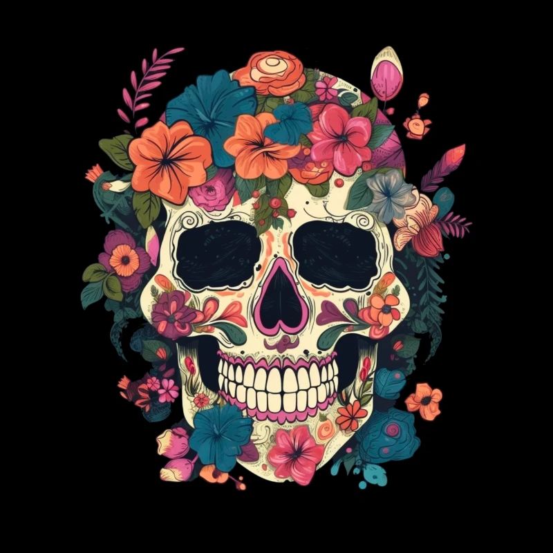 Crâne composé de fleur