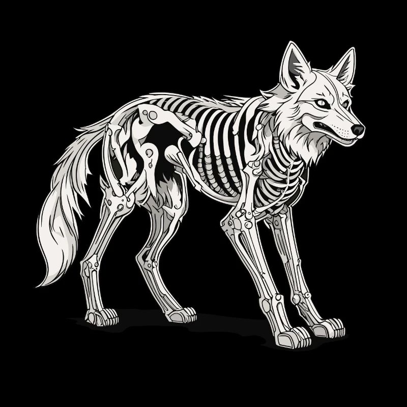 Wolf Skeleton Illustration